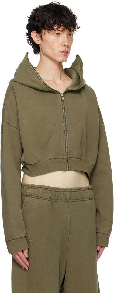 Sweatshirt Entire Studios Entire Studios Cropped Full-Zip Hoodie Grøn | ES2156MI, 1