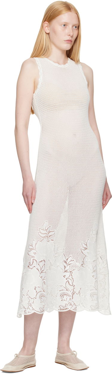 Kjole Erdem Erdem Sleeveless Midi Dress Hvid | VC25_KD2_IVOSCK, 3