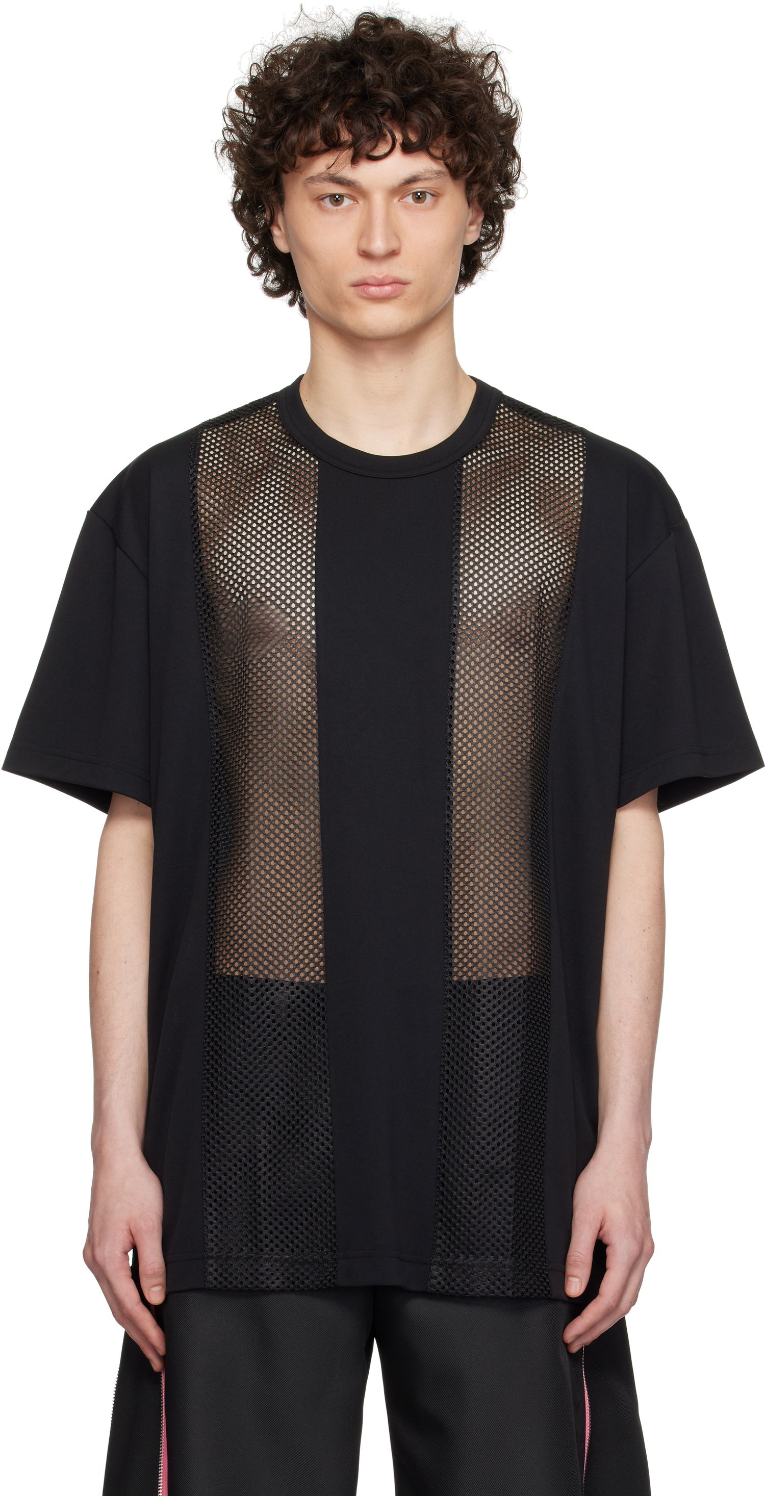 T-shirt Comme des Garçons Homme Plus Polyester Piqué and Mesh T-Shirt Sort | PO-T016-051, 0