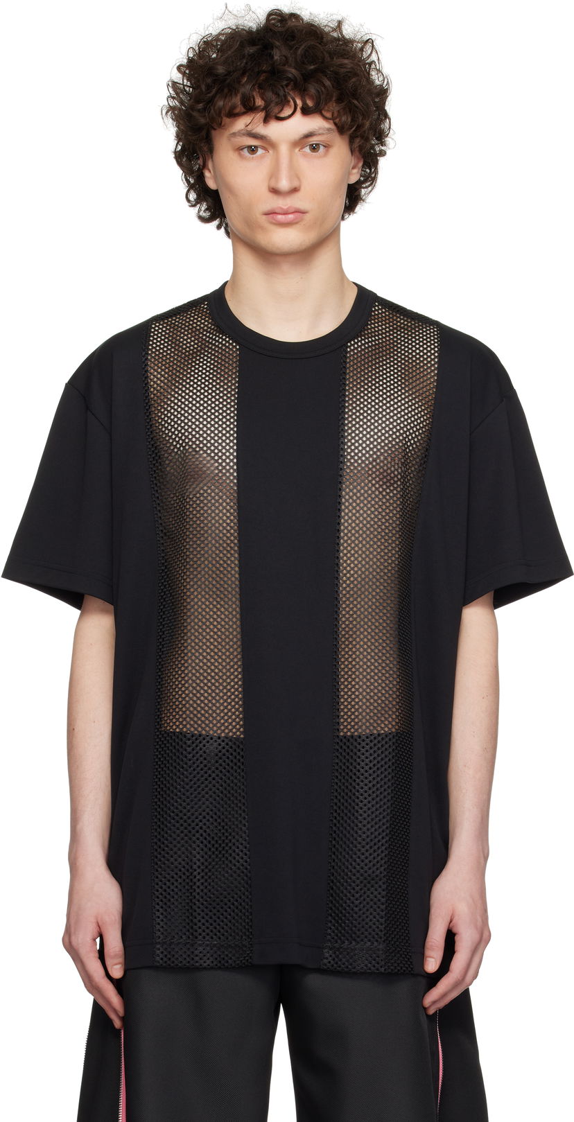 T-shirt Comme des Garçons Homme Plus Polyester Piqué and Mesh T-Shirt Sort | PO-T016-051
