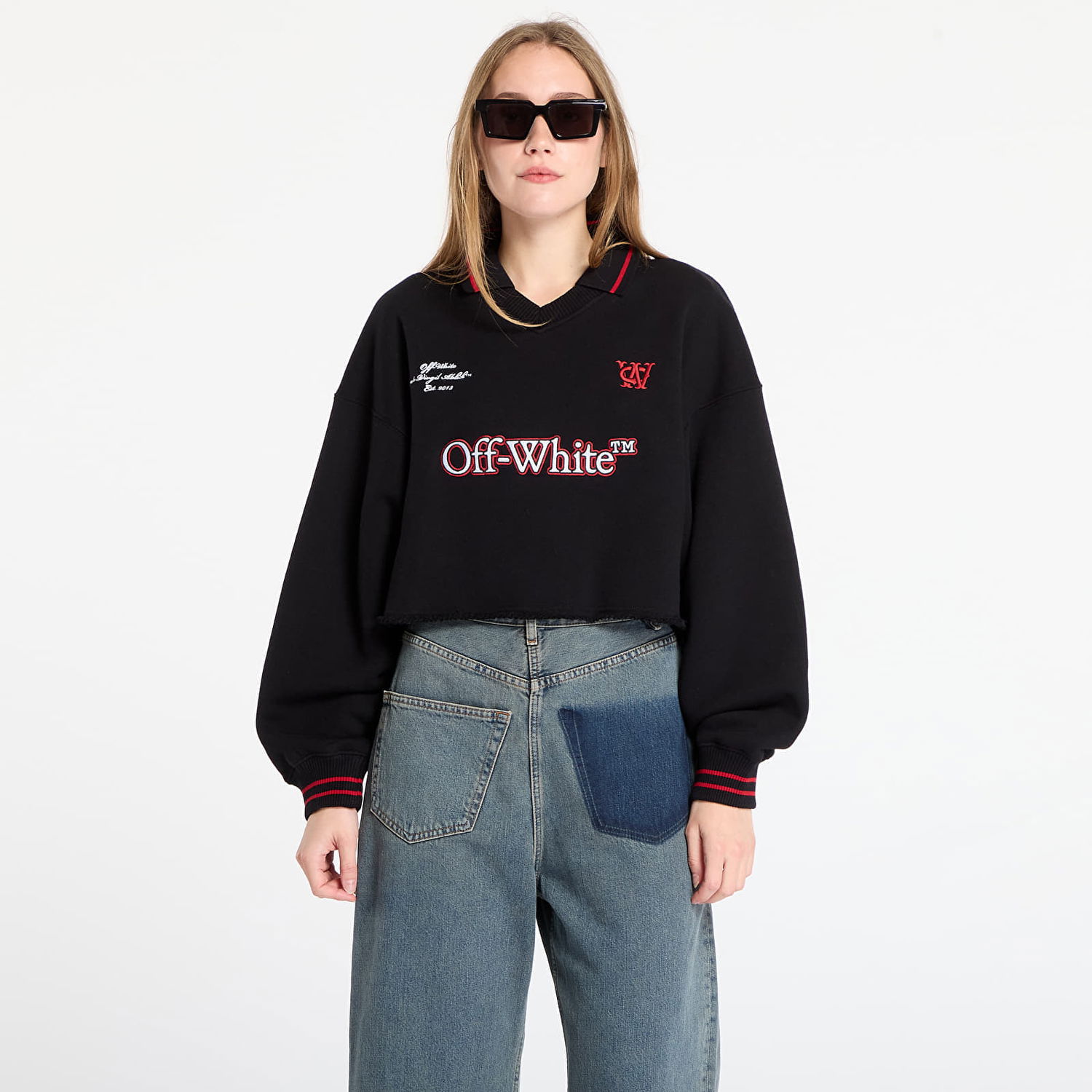 Sweatshirt Off-White Sporty Crop Polo Sweatshirt Sort | OWBA07BF25FLE0011026, 0