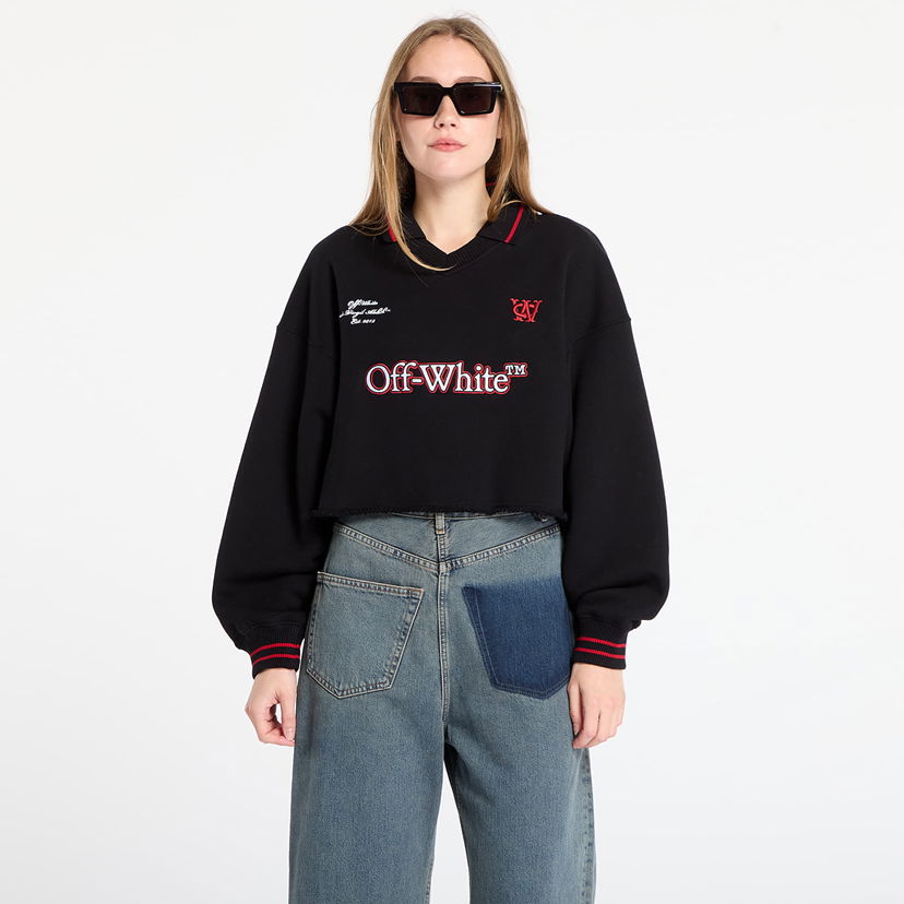 Sweatshirt Off-White Sporty Crop Polo Sweatshirt Sort | OWBA07BF25FLE0011026
