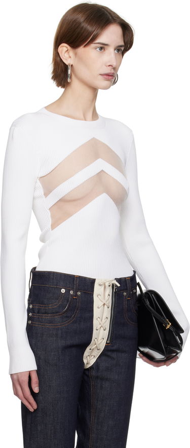 Sweater Jean Paul Gaultier Jean Paul Gaultier 'The Chevrons' Ribbed Sweater Hvid | 25/33-F-TO265-M085-01, 4