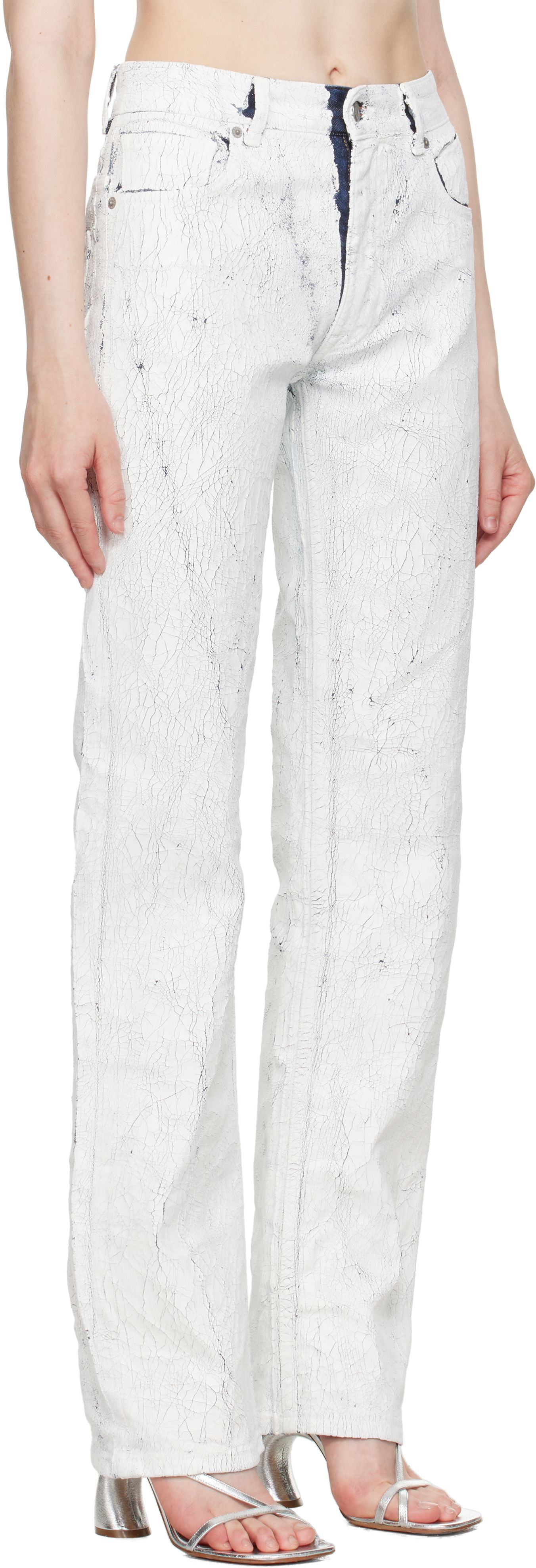 Jeans Maison Margiela MM6 Maison Margiela 5 Pocket Cracked Jeans Hvid | S62LB0185 M30028, 1