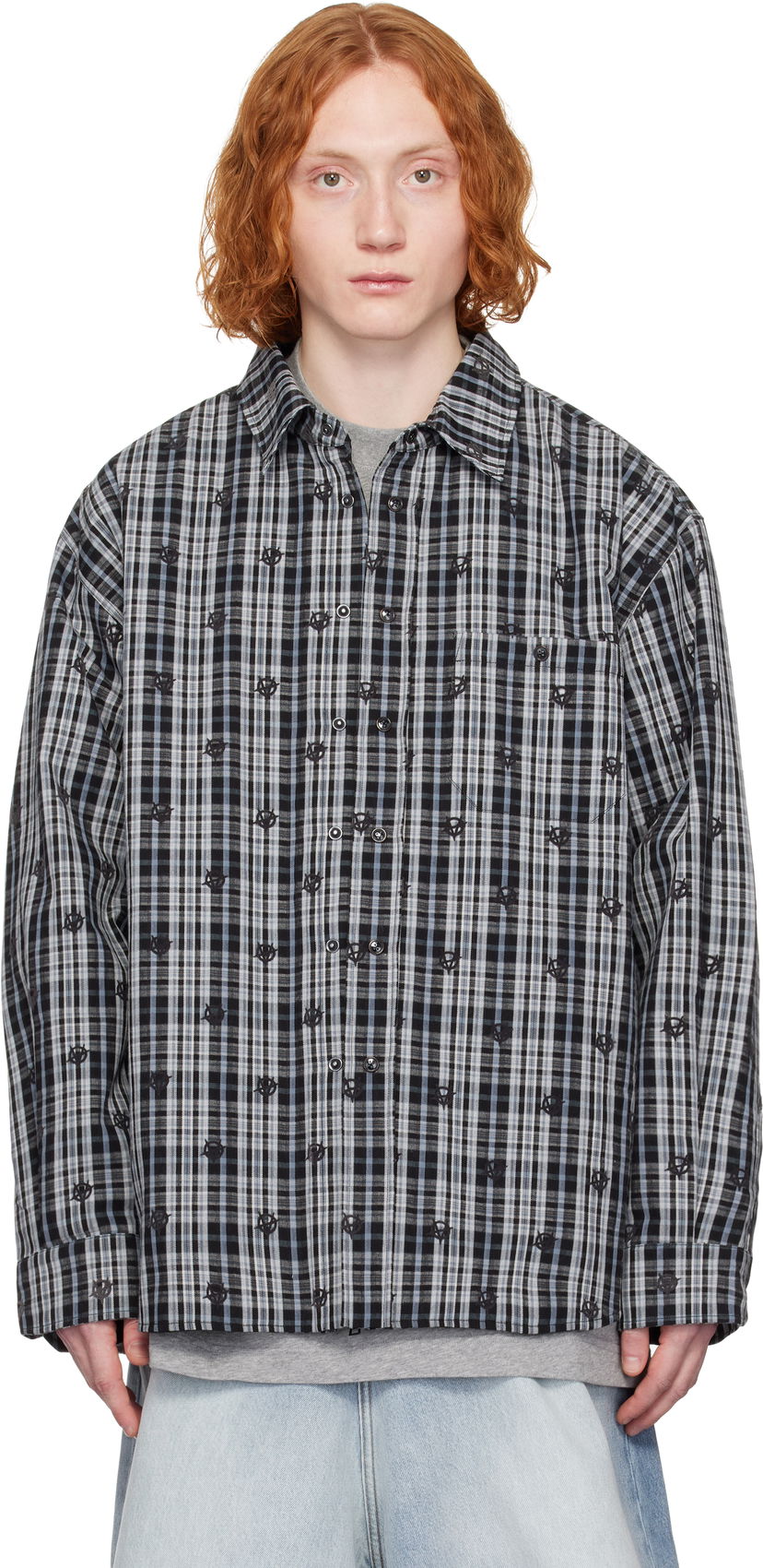 Skjorte VETEMENTS Vetements Padded Flannel Overshirt Blå | UA66SH460N