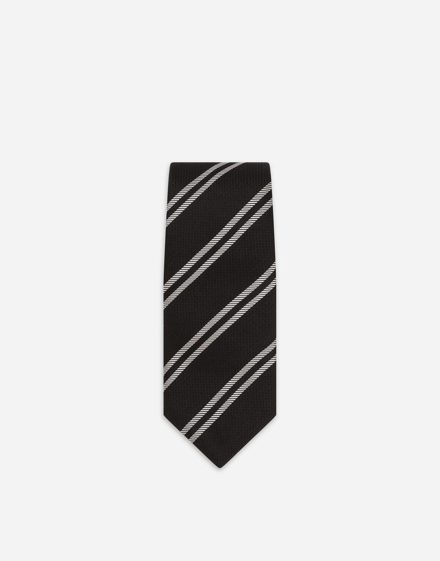 Tilbehør Dolce & Gabbana Dolce & Gabbana Silk Jacquard Tie with Regimental Stripes Sort | GT147EG0JRHN0004, 1