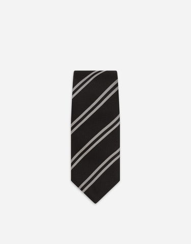 Tilbehør Dolce & Gabbana Dolce & Gabbana Silk Jacquard Tie with Regimental Stripes Sort | GT147EG0JRHN0004, 1