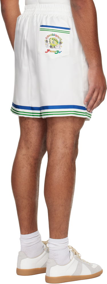 Shorts Casablanca Tennis Club Icon Silk Twill Shorts Hvid | M-AW25-TR-012-01, 2