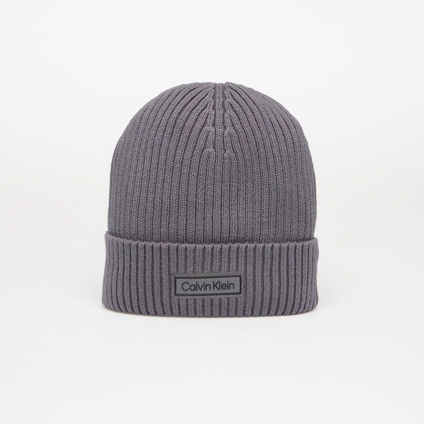 Beanie CALVIN KLEIN Patch Chunky Rib Cotton Hat Grå | LV04D8053G PCX