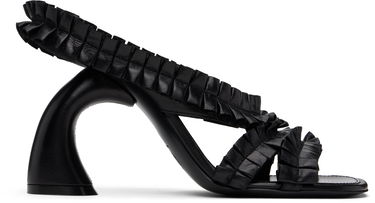 Tilbehør Dries Van Noten Dries Van Noten Ruffled Leather Heeled Sandals Sort | WS251-1566-150, 0