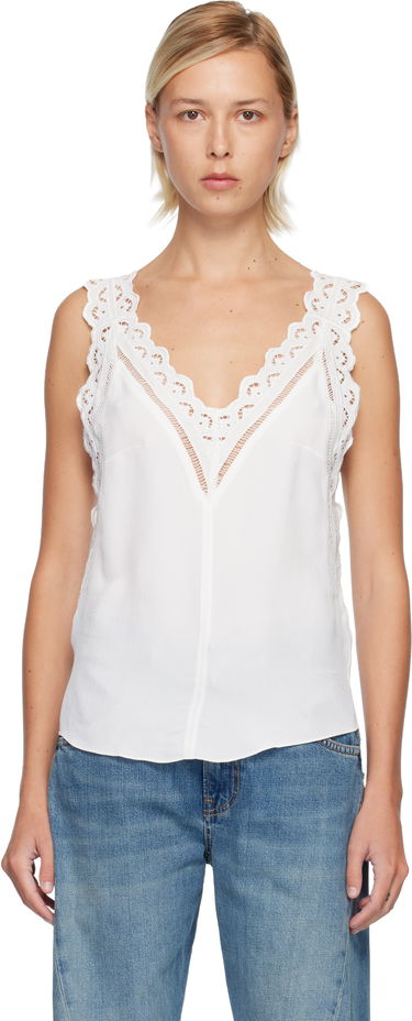 Tanktop ISABEL MARANT Fradela Lace-Trim Tank Top Hvid | HT0663FA-C3J11I, 0