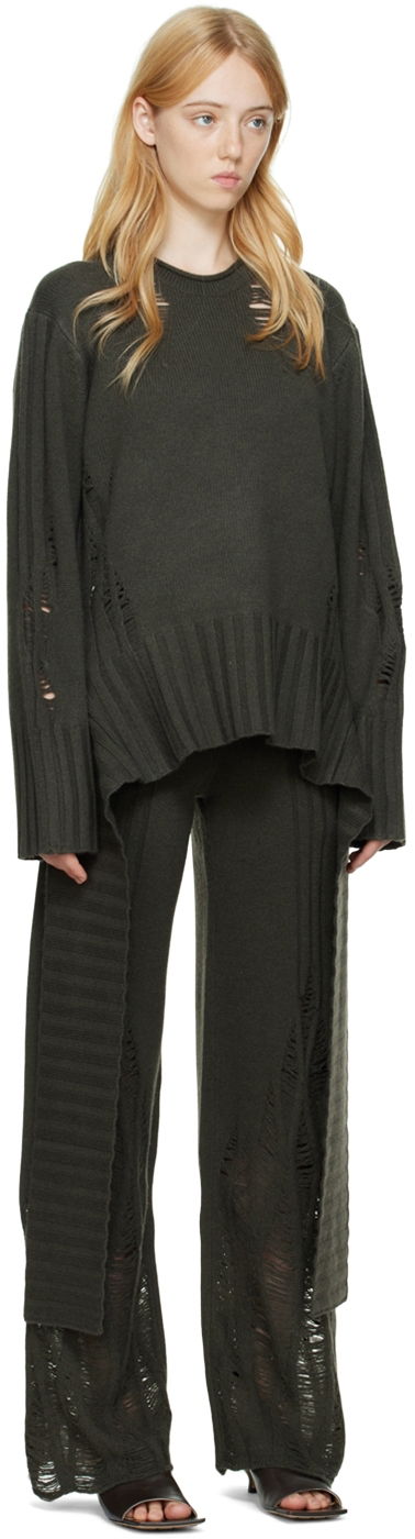 Bukser Dion Lee Distressed Cashmere Peplum Sweater Grøn | C7086P22, 1