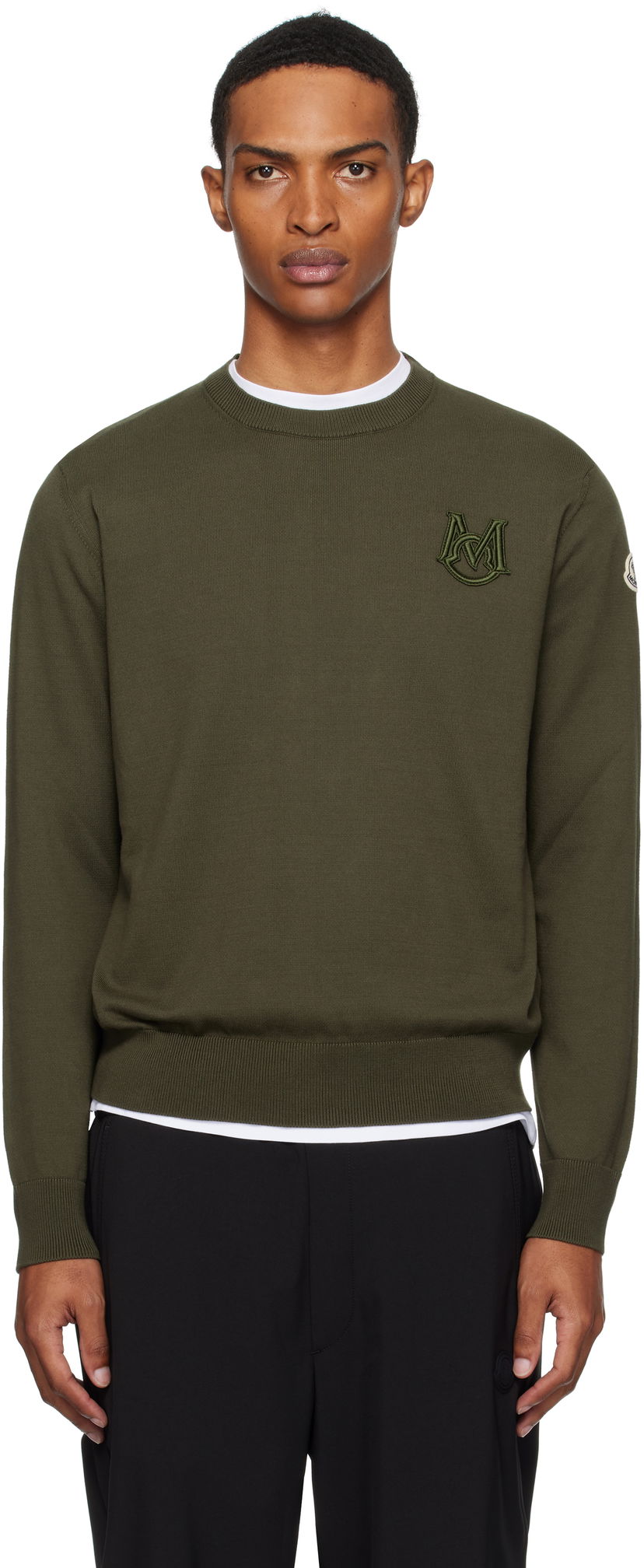 Sweater Moncler Moncler Embroidered Monogram Cotton Sweater Grøn | K20919C00013M1113