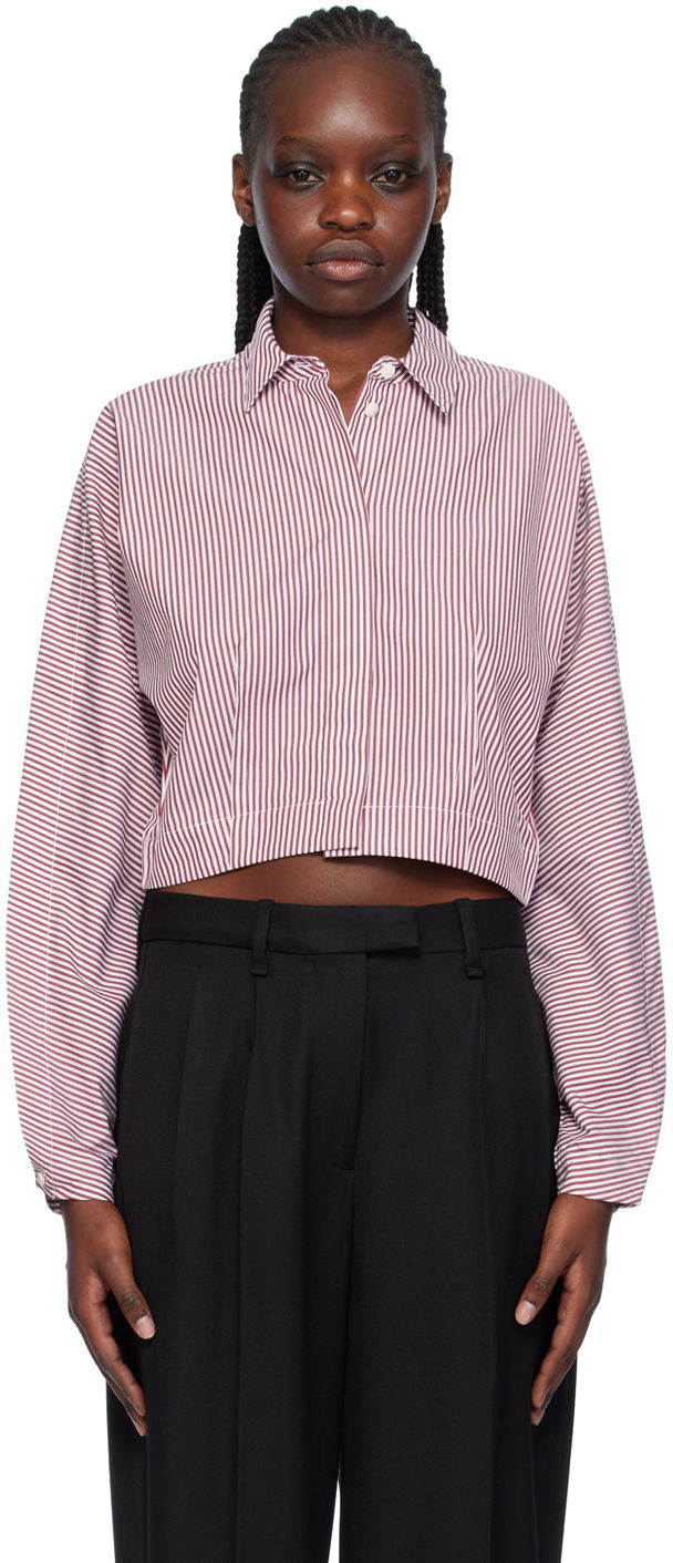 Skjorte rag & bone Morgan Striped Cropped Shirt Rød | WAW23HA0214621