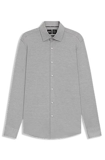 Skjorte BOSS Slim-fit shirt in brushed performance-stretch flannel Grå | 50550563