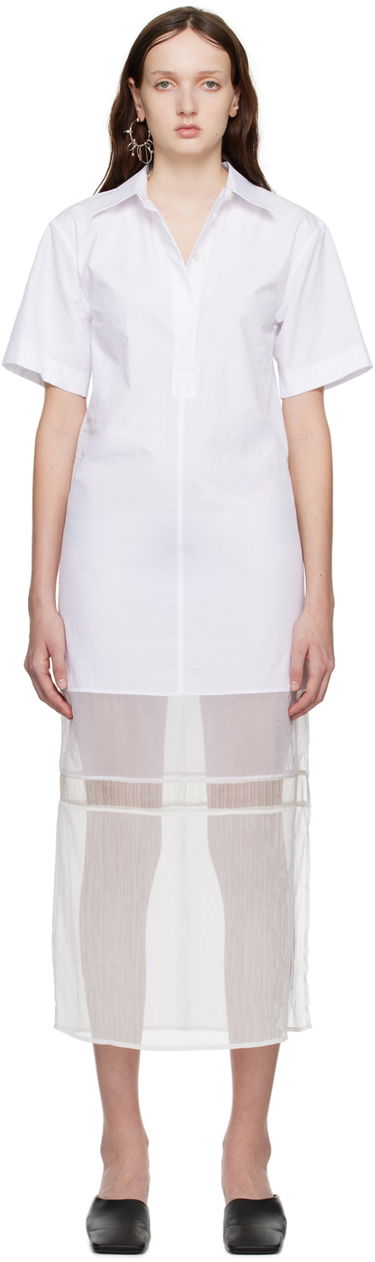Kjole Helmut Lang Helmut Lang Combo Shirt Midi Dress Hvid | N01HW602, 0
