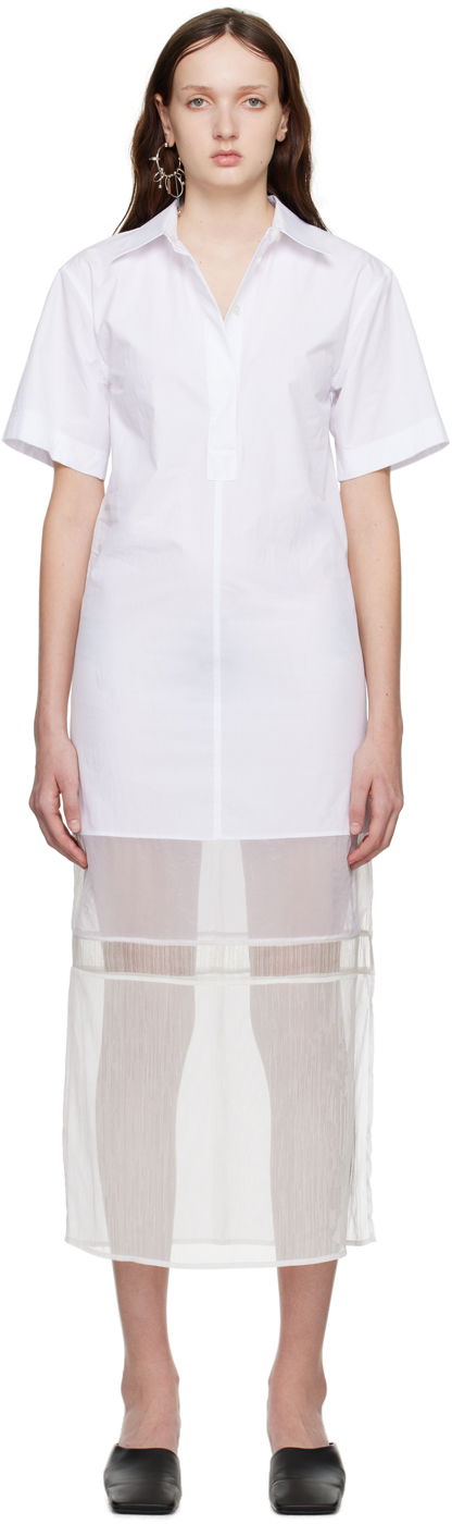 Kjole Helmut Lang Helmut Lang Combo Shirt Midi Dress Hvid | N01HW602