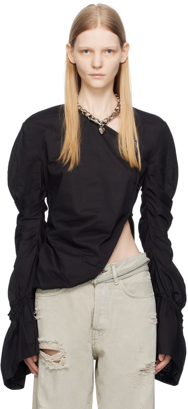 Tøj Acne Studios Asymmetric Blouse Sort | AC0638-, 0