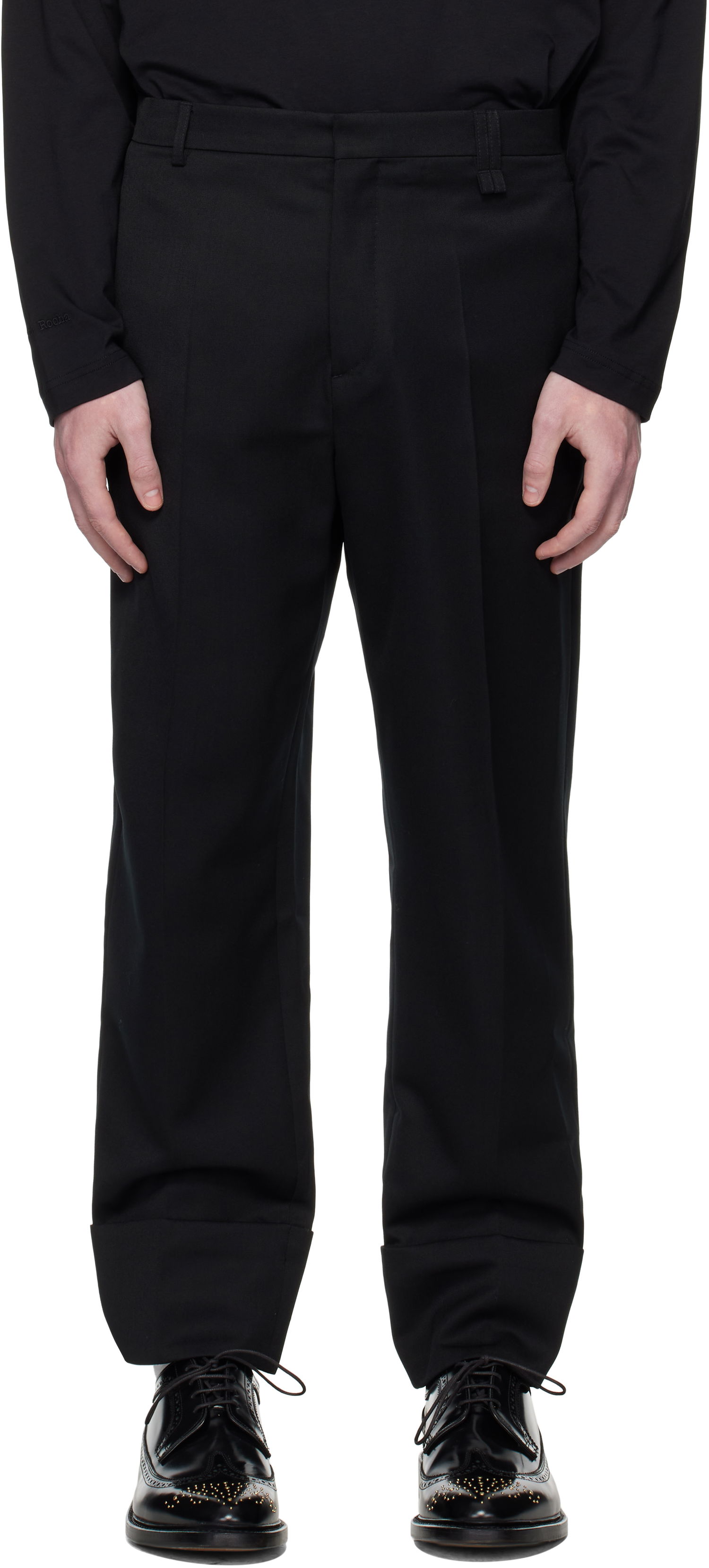 Bukser Simone Rocha Simone Rocha Cuffed Straight Leg Trousers Sort | 4175 1217, 0