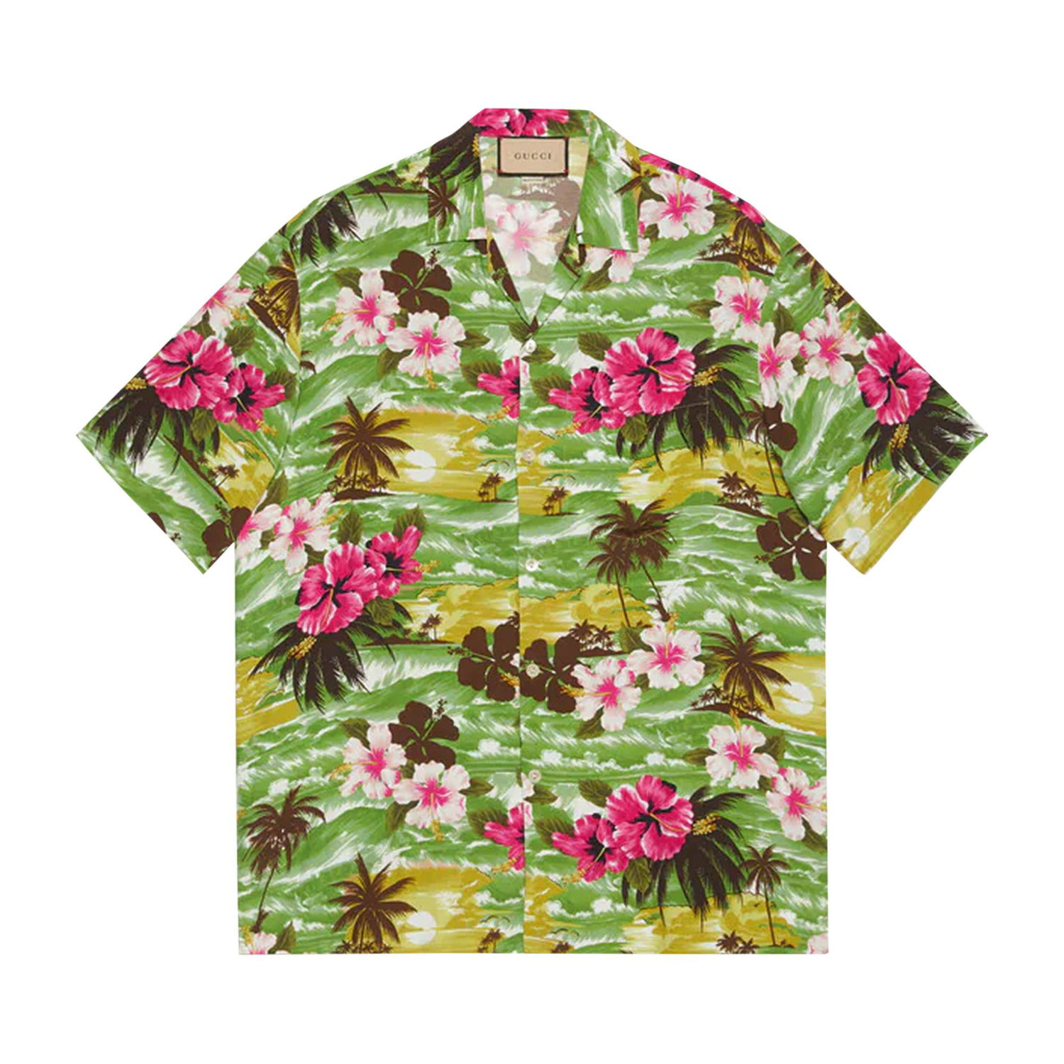 Skjorte Gucci Printed Bowling Shirt Grøn | 694124 ZAJST 3824, 1