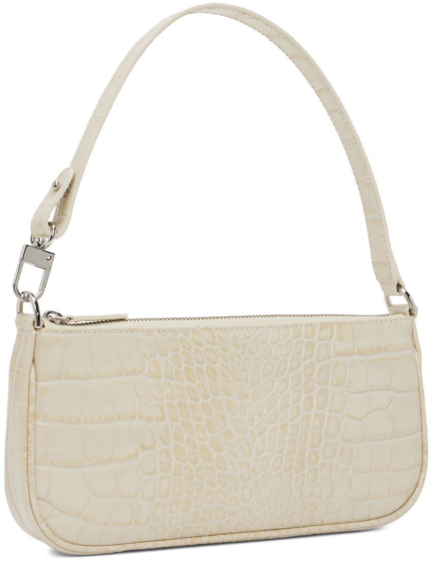 Skuldertaske BY FAR Croc Embossed Leather Shoulder Bag Hvid | 18FWRCLSCEDMED, 1
