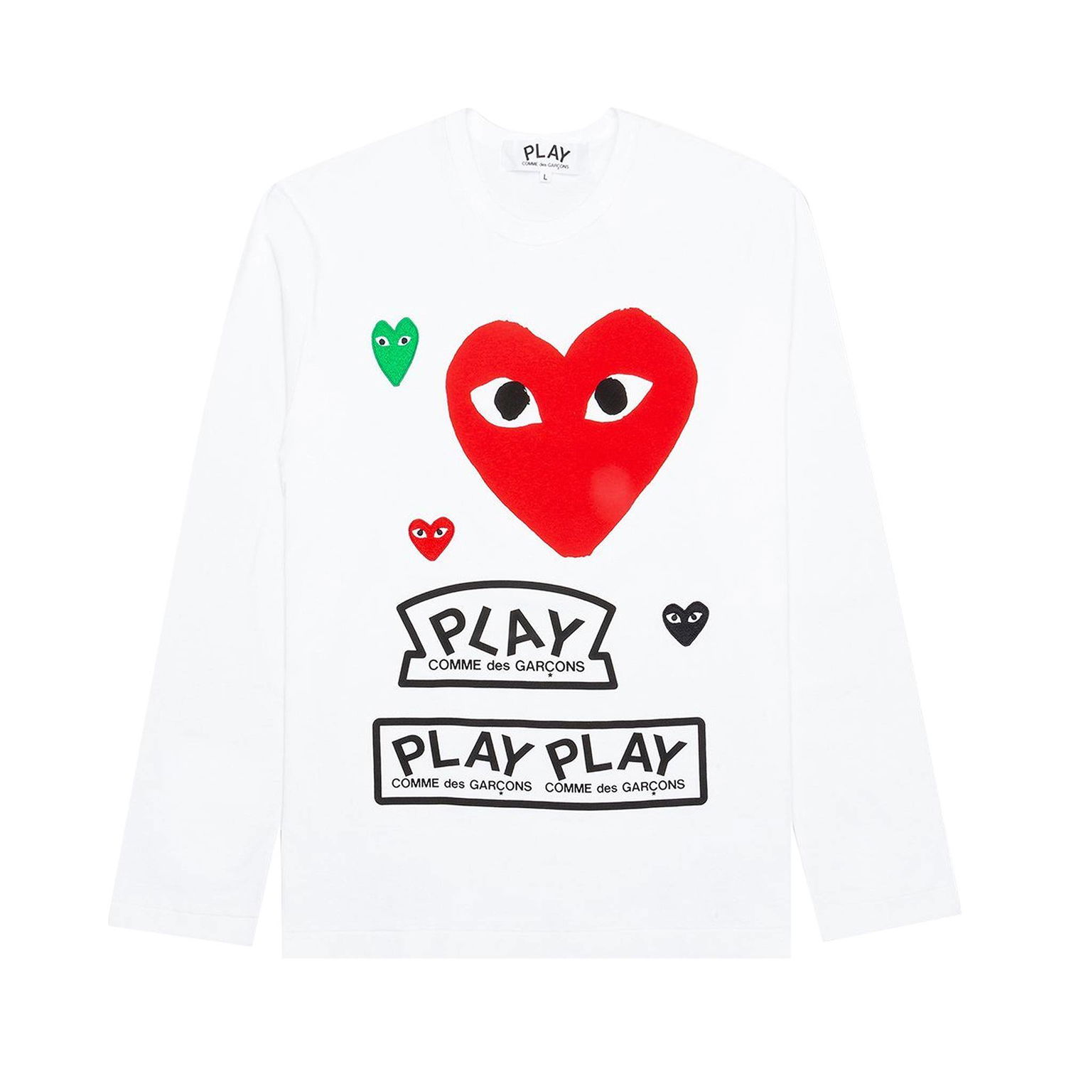 T-shirt Comme des Garçons PLAY Multi Logo Long-Sleeve T-Shirt Hvid | AZ T284 051 1, 1