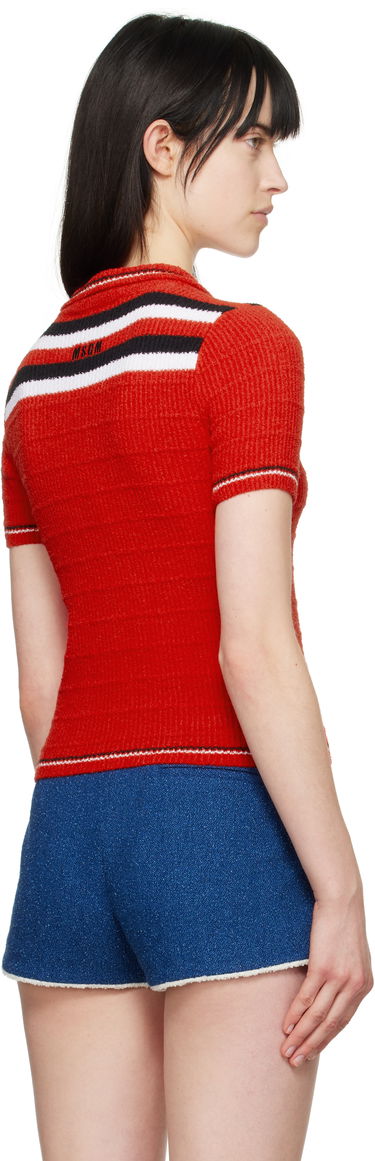 Polo skjorte MSGM MSGM Embroidered Logo Polo Rød | 3841MDM202 257289, 2