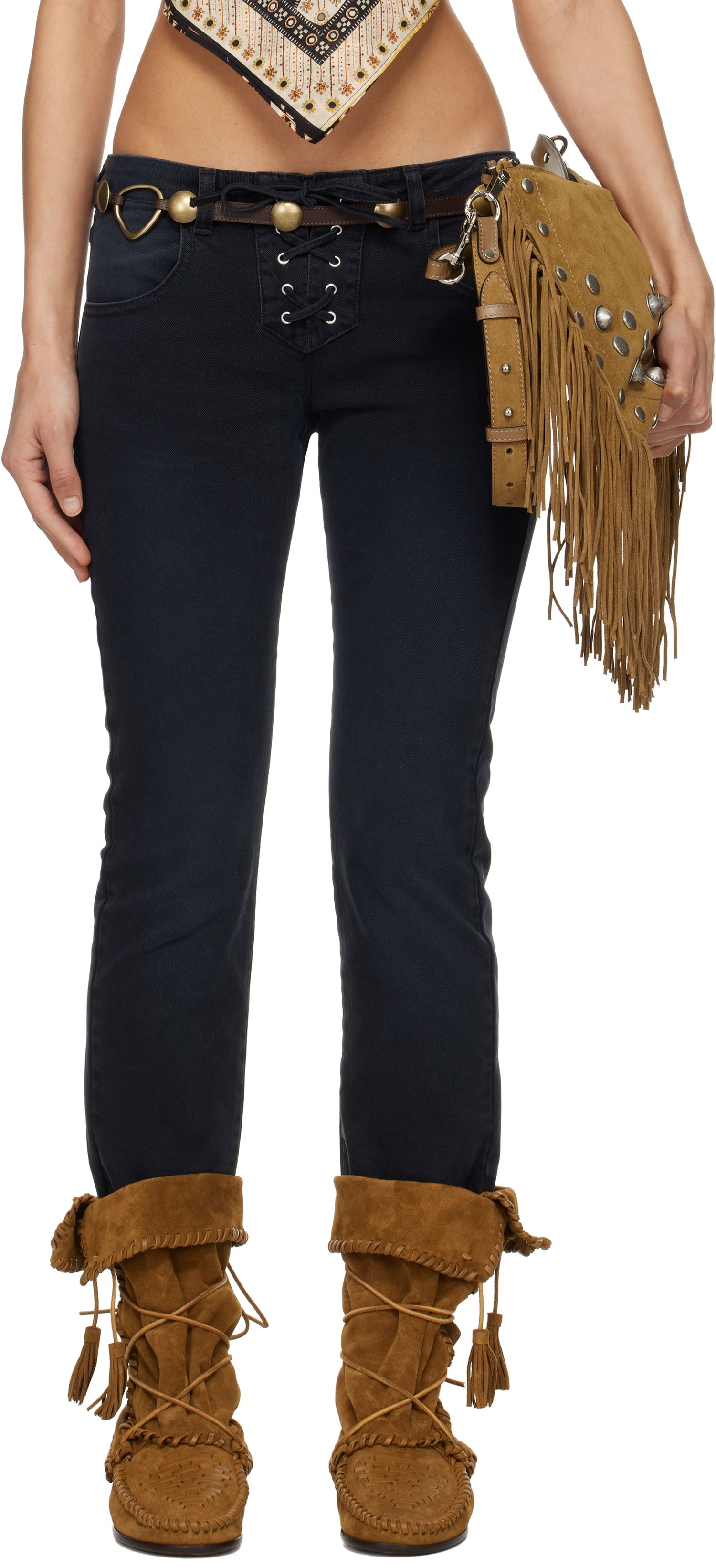 Jeans ISABEL MARANT Isabel Marant Vanel Lace-Up Jeans Sort | PA0544FB-C2H02I, 0