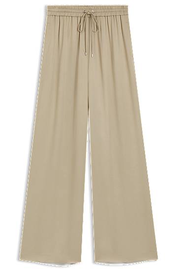 Bukser BOSS Relaxed-Fit Satin Trousers Beige | 50541835