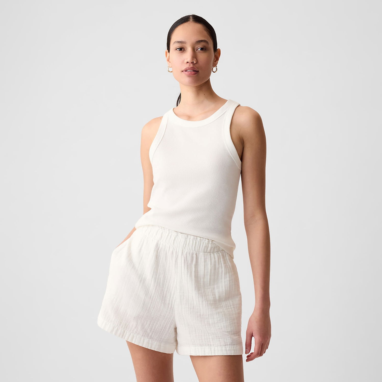 Tanktop GAP Modal Rib Halter New Off White Hvid | 878220-01, 0