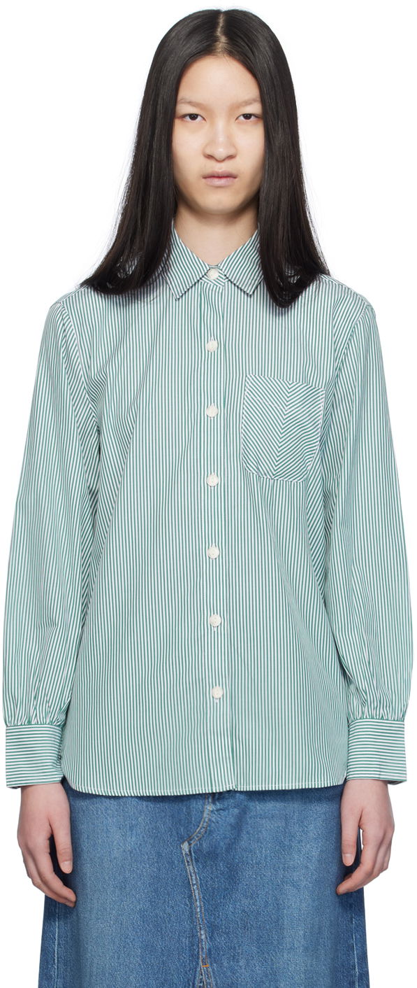 Skjorte rag & bone Rag & Bone Maxine Striped Shirt Grøn | WAW23SA041ZE41