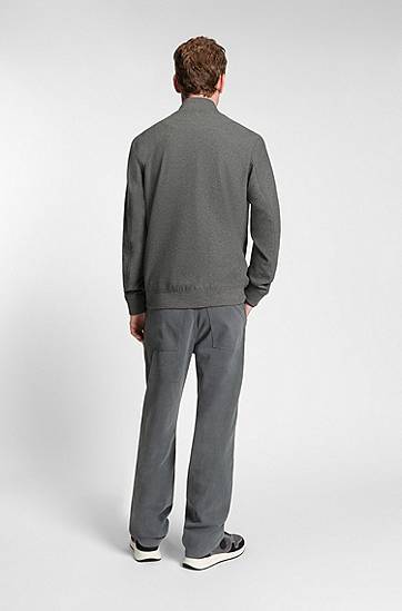 Bomberjakke BOSS Slim-fit bomber jacket in brushed stretch flannel Grå | 50551538, 1