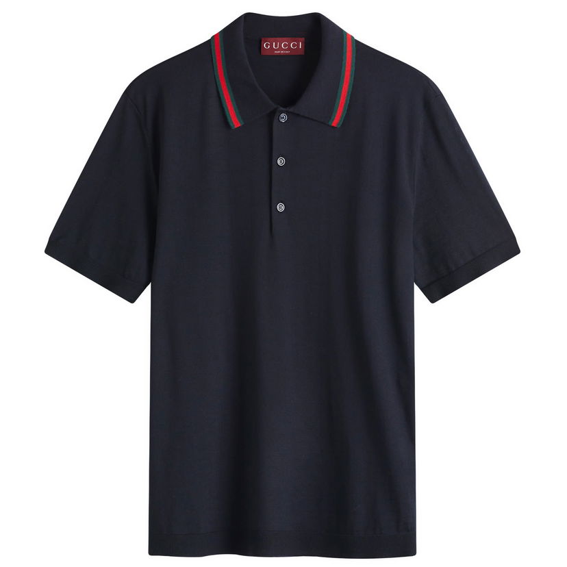 Polo skjorte Gucci Gucci Men's Fine Gauge Wool Polo Shirt, Large Mørkeblå | 819225-XKEJV-4060