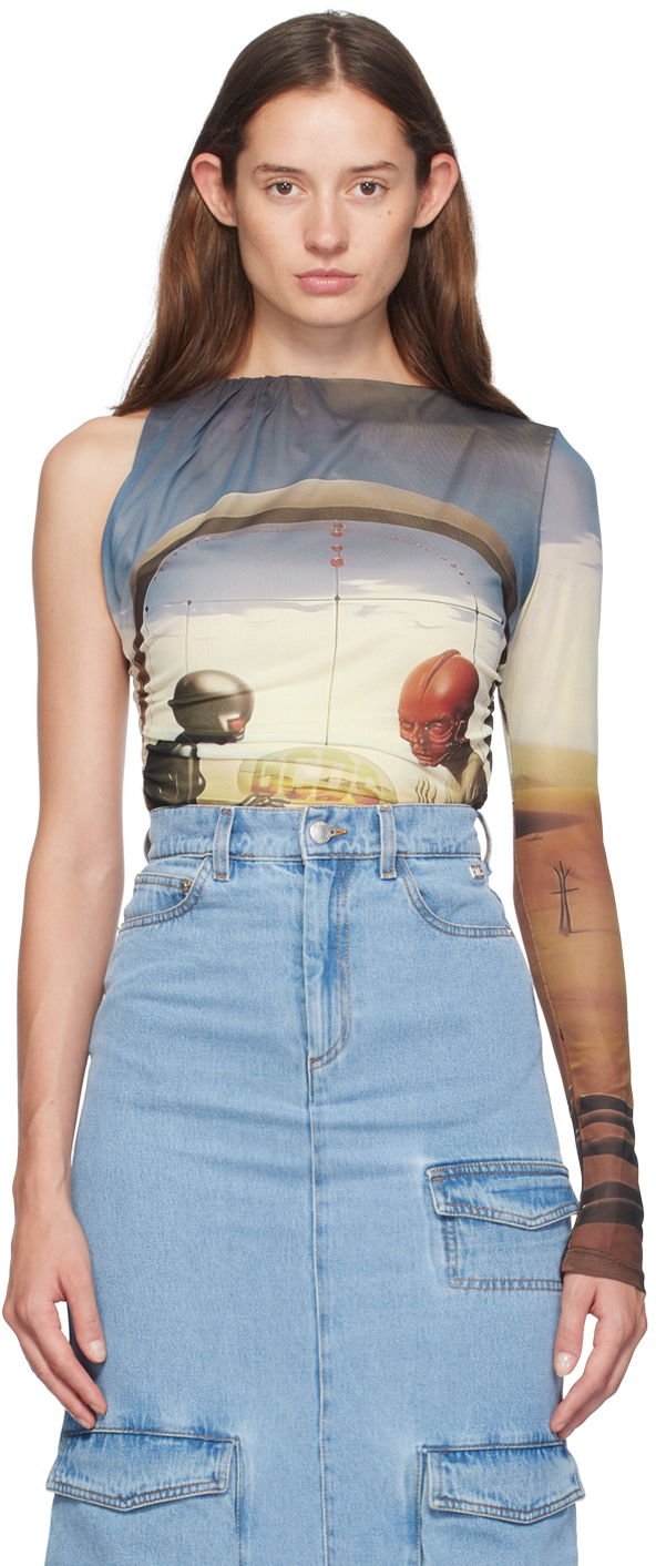T-shirt GCDS Creatures One-Shoulder T-Shirt Flerfarvet | A2CW2801TE3