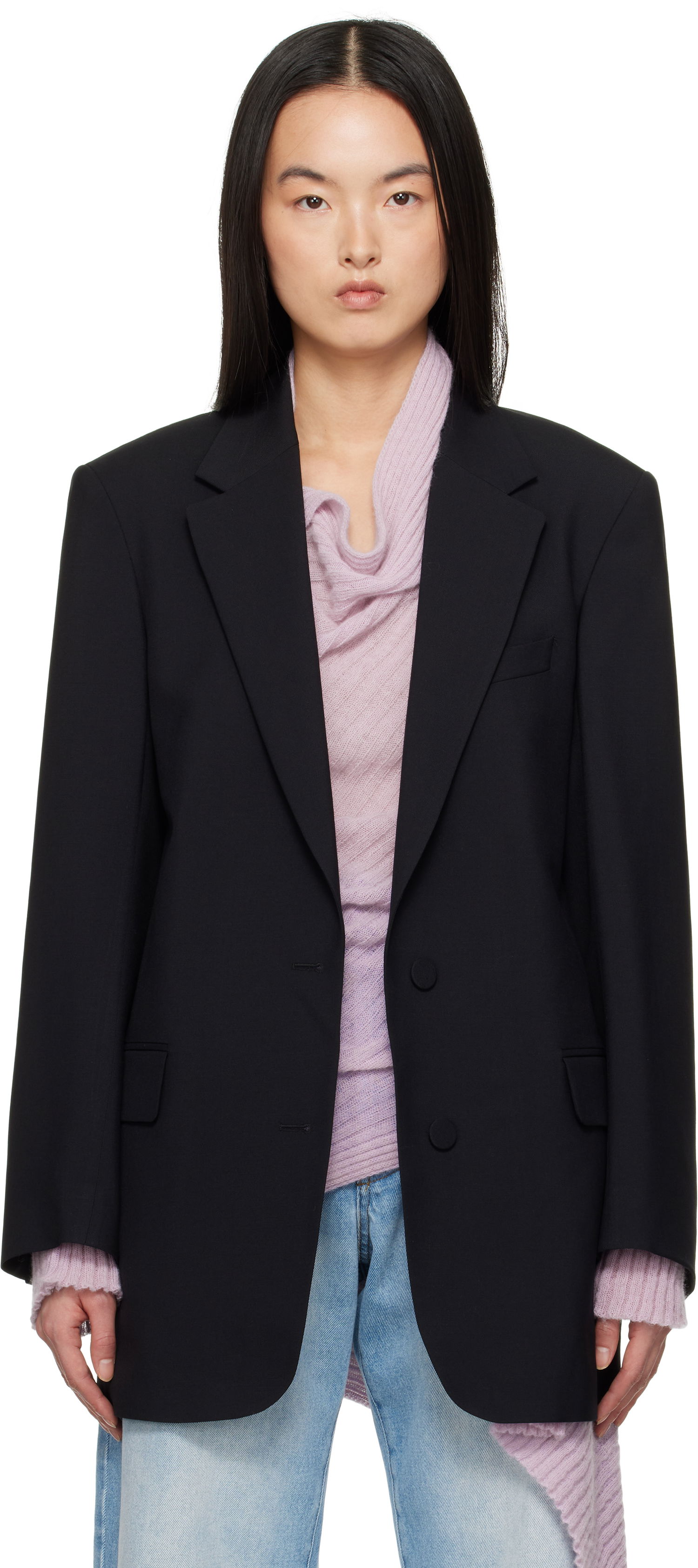 Jakke Dries Van Noten Dries Van Noten Wool & Mohair Blazer Sort | 251-010402-1381, 0
