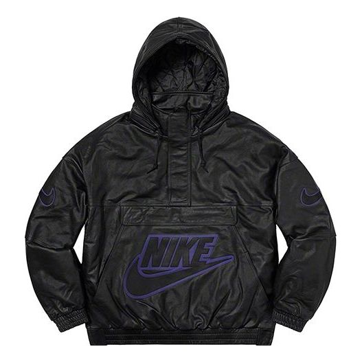 Vindjakke Supreme Supreme x Nike Leather Anorak Sort | SUP-FW19-10724