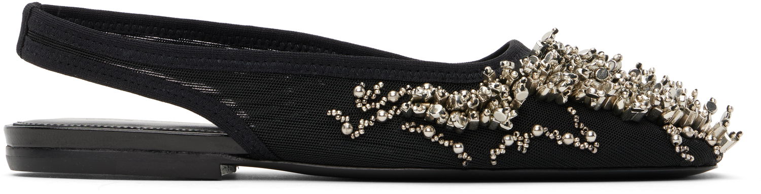 Tilbehør Dries Van Noten Dries Van Noten Embellished Mesh Slingback Ballerinas Sort | WS251-1617-800, 0