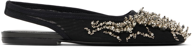 Tilbehør Dries Van Noten Dries Van Noten Embellished Mesh Slingback Ballerinas Sort | WS251-1617-800