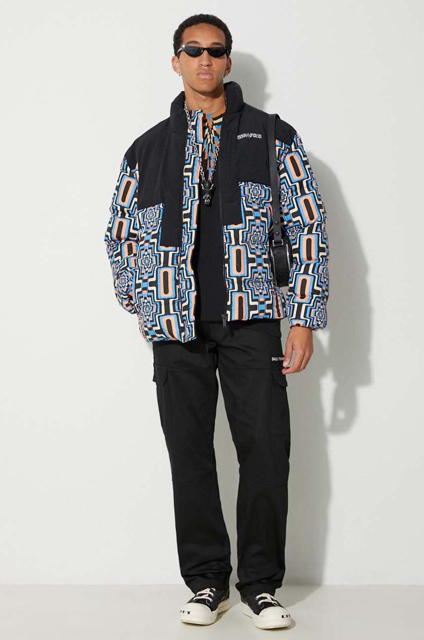 Puffer jakke Marcelo Burlon Optical Cross Block Puffer Jacket Sort | CMEJ001F23FAB0023310, 1
