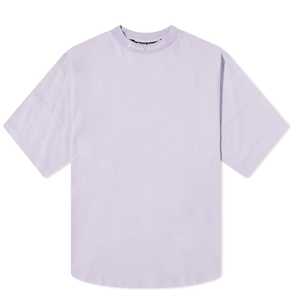 T-shirt Palm Angels Garment Dyed Mock Neck Oversized Logo Tee Lilla | PMAA002F21JER0033601, 0