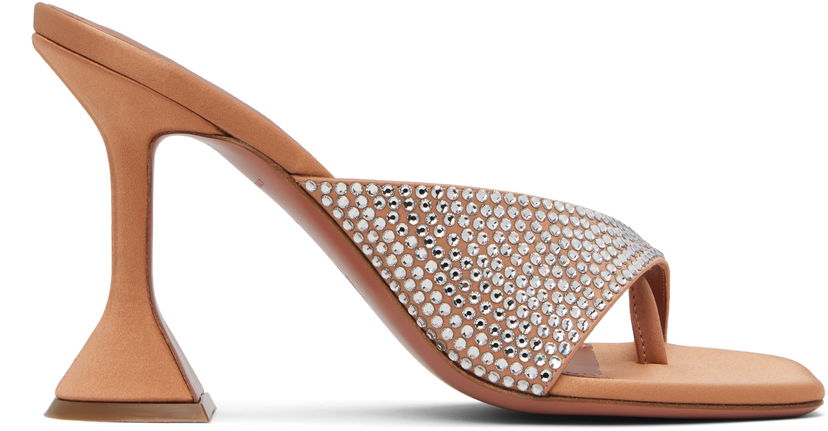 Skopleje Amina Muaddi Amina Muaddi Shiona 95 Crystal-Embellished Heeled Thong Sandals Lyserød | SHIONA CRYSTAL SLIPPER