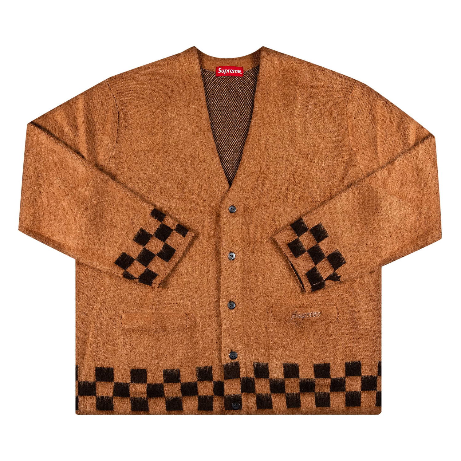 Sweater Supreme Brushed Checkerboard Cardigan Brun | SS21SK17 CAMEL, 1