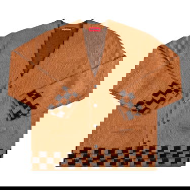 Sweater Supreme Brushed Checkerboard Cardigan Brun | SS21SK17 CAMEL, 1