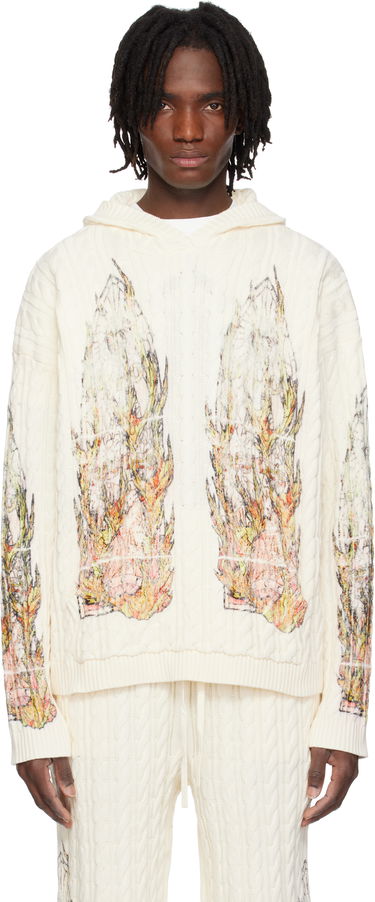 Sweater Who Decides War Who Decides War Flame Glass Cable Knit Hoodie Hvid | 1110200019SS25, 0