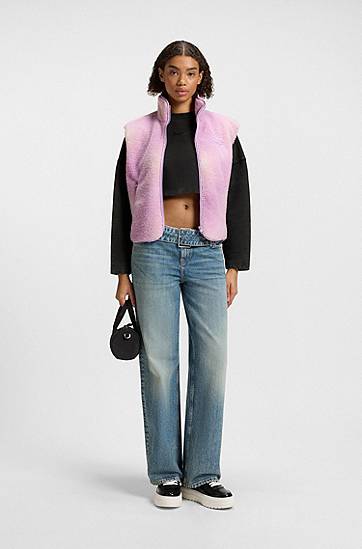 Crop top BOSS Cropped Cotton Sweatshirt Sort | 50545035, 1