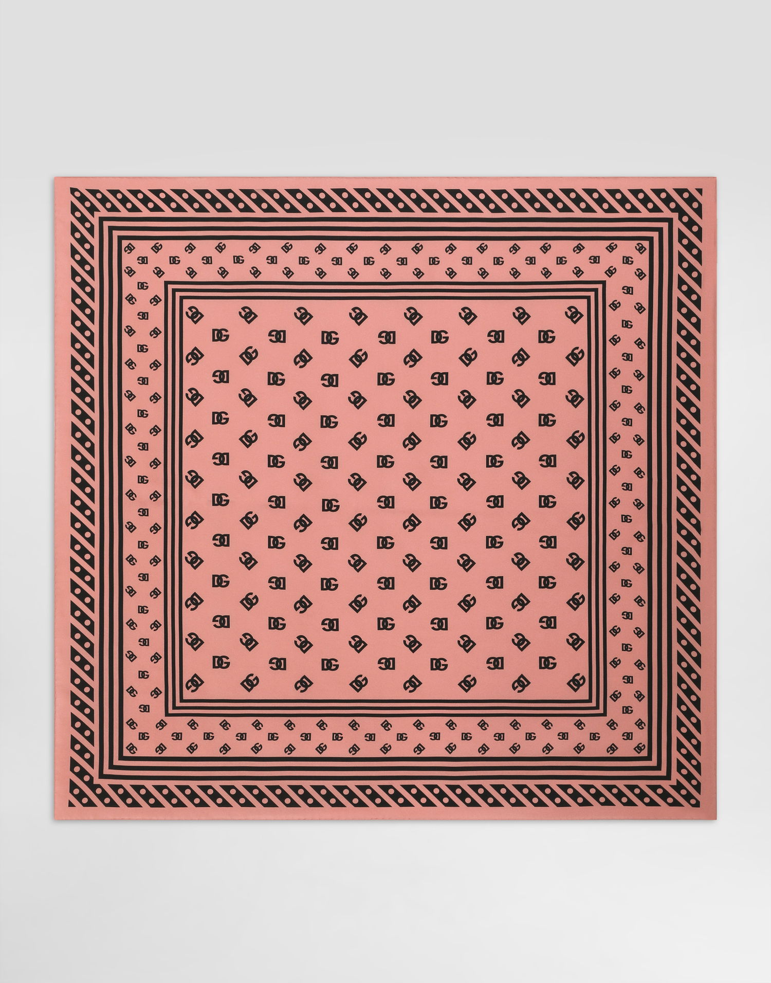 Tørklæde Dolce & Gabbana Dolce & Gabbana Silk Twill Square Scarf with DG Logo Print Lyserød | FN090RGDB7ZH2VAN, 0