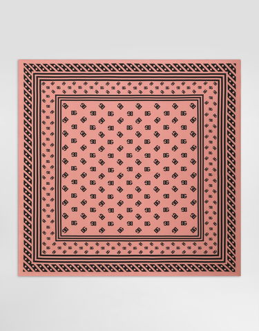 Tørklæde Dolce & Gabbana Dolce & Gabbana Silk Twill Square Scarf with DG Logo Print Lyserød | FN090RGDB7ZH2VAN, 0