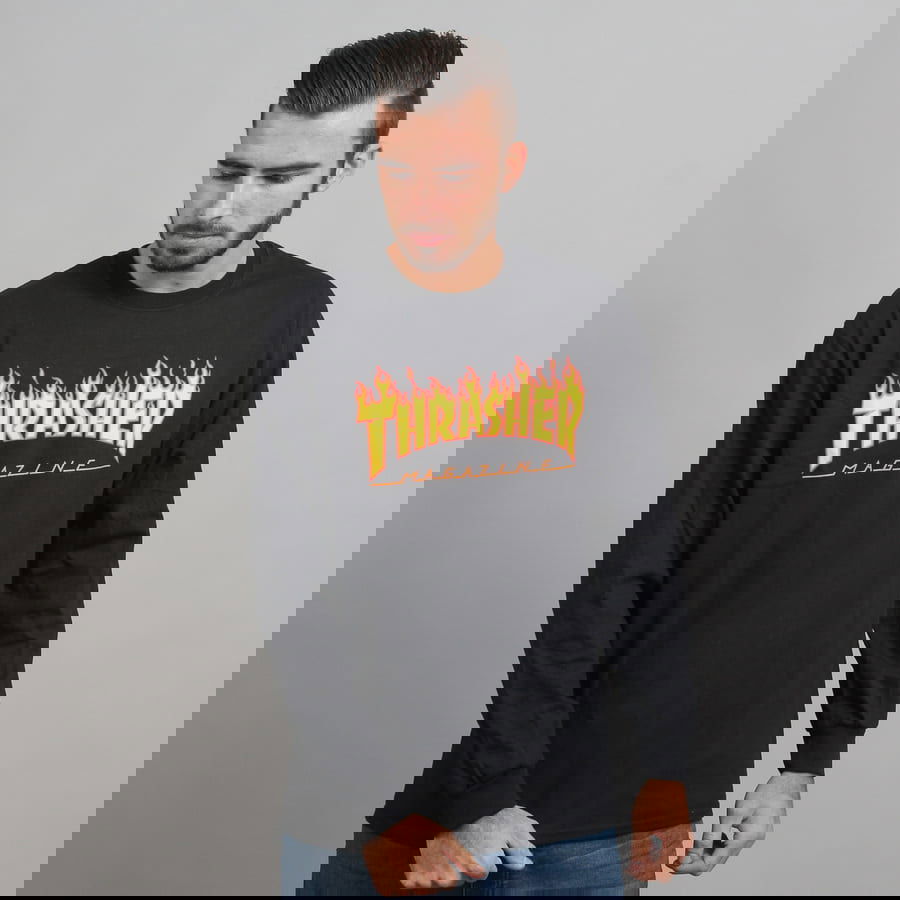 T-shirt Thrasher Flame Logo Tee Sort | 024771, 0