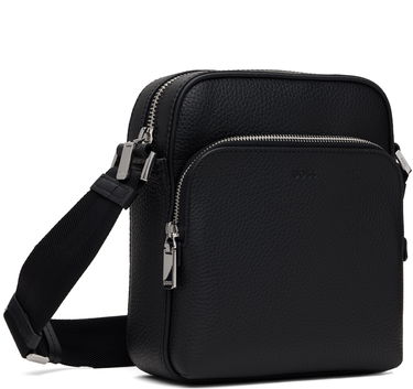 Skuldertaske BOSS Reporter bag in Italian leather with embossed logo Sort | 50529288, 2