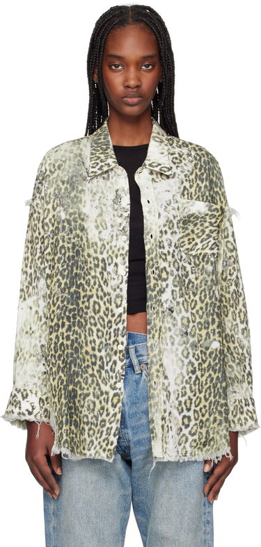 Skjorte R13 R13 Shredded Leopard Print Shirt Beige | R13WR075-R469B, 0